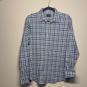 UNTUCKit Blue and White Plaid Men's Shirt